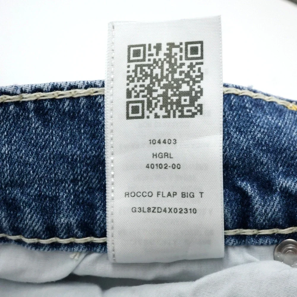 True Religion Jeans Mens 38 x 34 Blue Denim Rocco Relaxed Skinny Flap Pockets